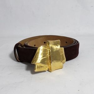 Donna Karen New York Brown Suede Leather Belt